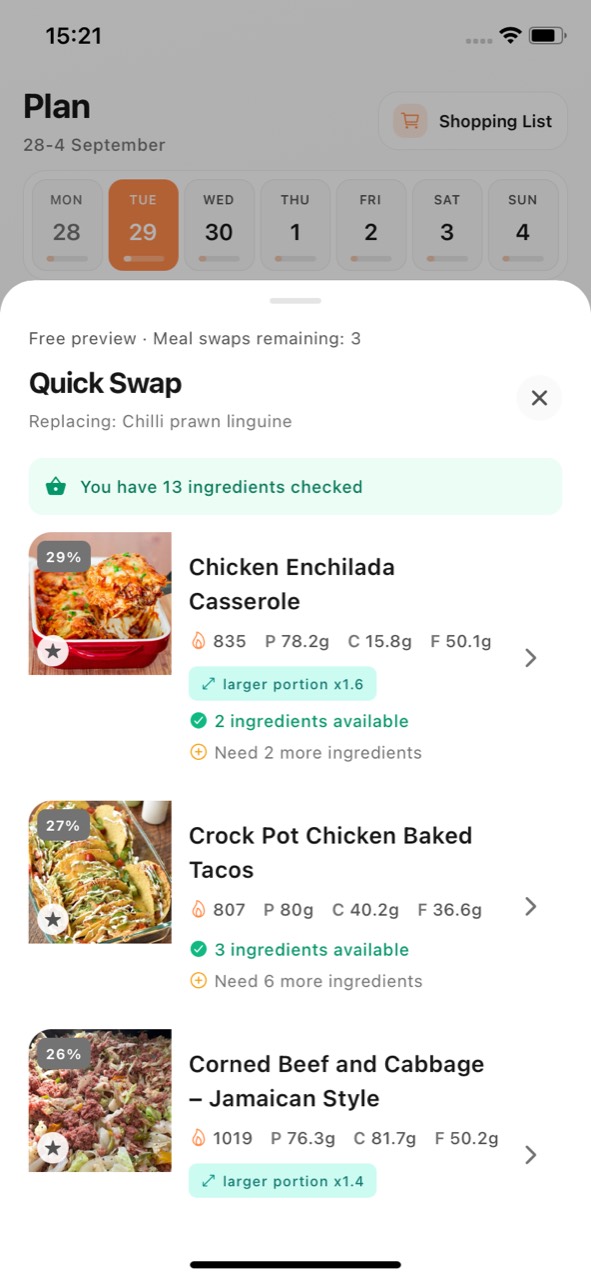 Meal swaps
