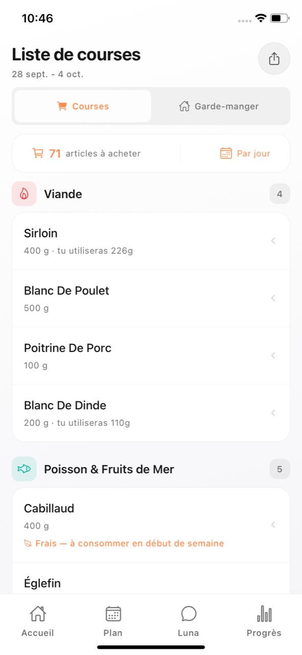 Liste de courses